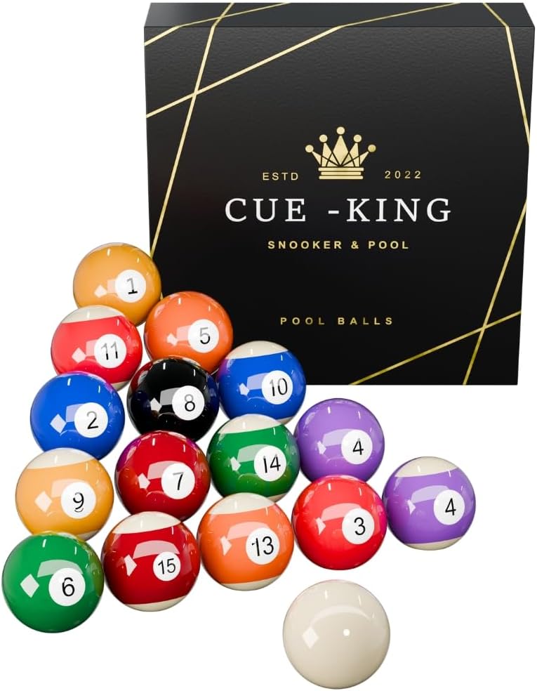 CuteKing Pool Balls, Billiard Balls, Grade AA, 2-1/4” Regulation Size, Billiard Ball Set, Pool Table Balls, Pool Ball Set, Bolas De Billar, Premium Pool Balls - Image 1